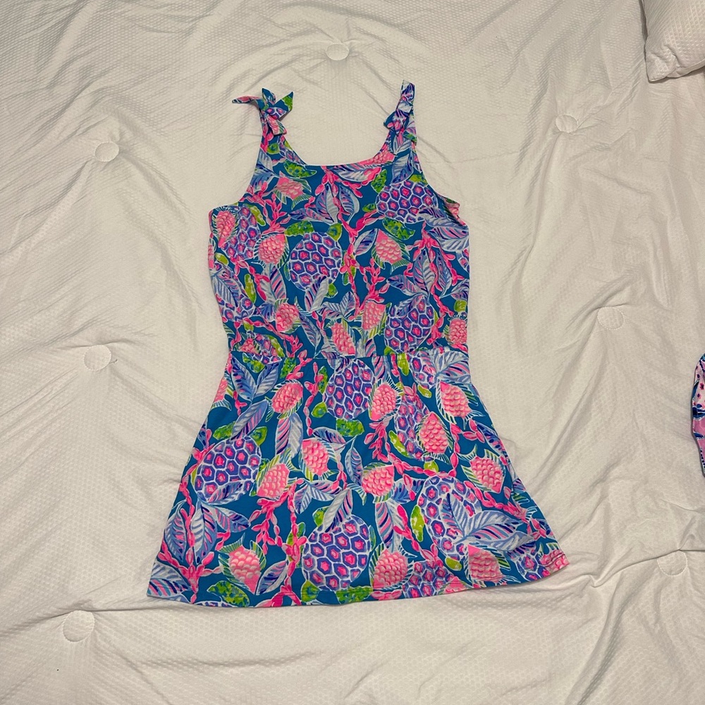 Lilly Pulitzer Girl's Sundari Romper ***Maldives Green Turtle Wave